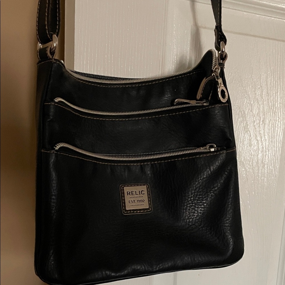 Relic Black Leather Shoulder Bag